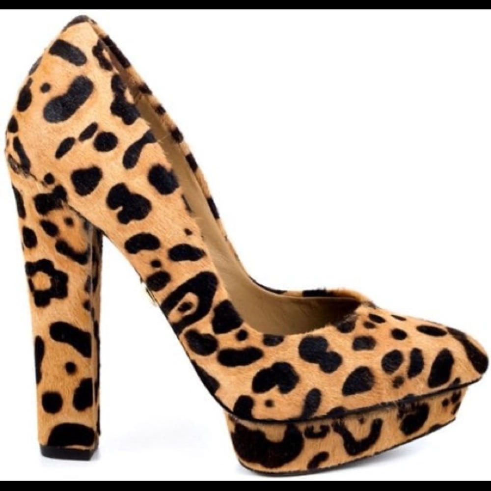 Adrienne Maloof leopard platform pump